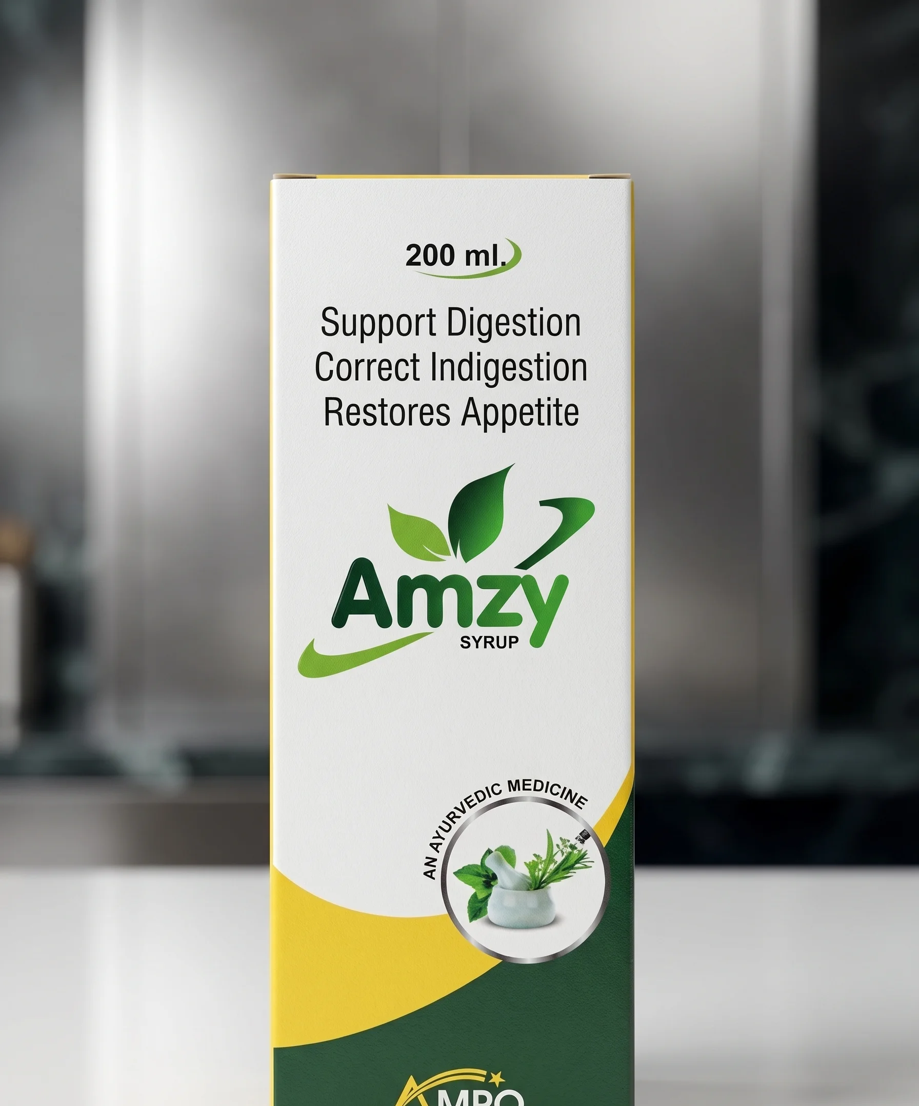 Amro Pharmaceuticals Amzy Syrup - Pudina + Sonth + Harar + other clinical herbs - Ayurvedic formulation
