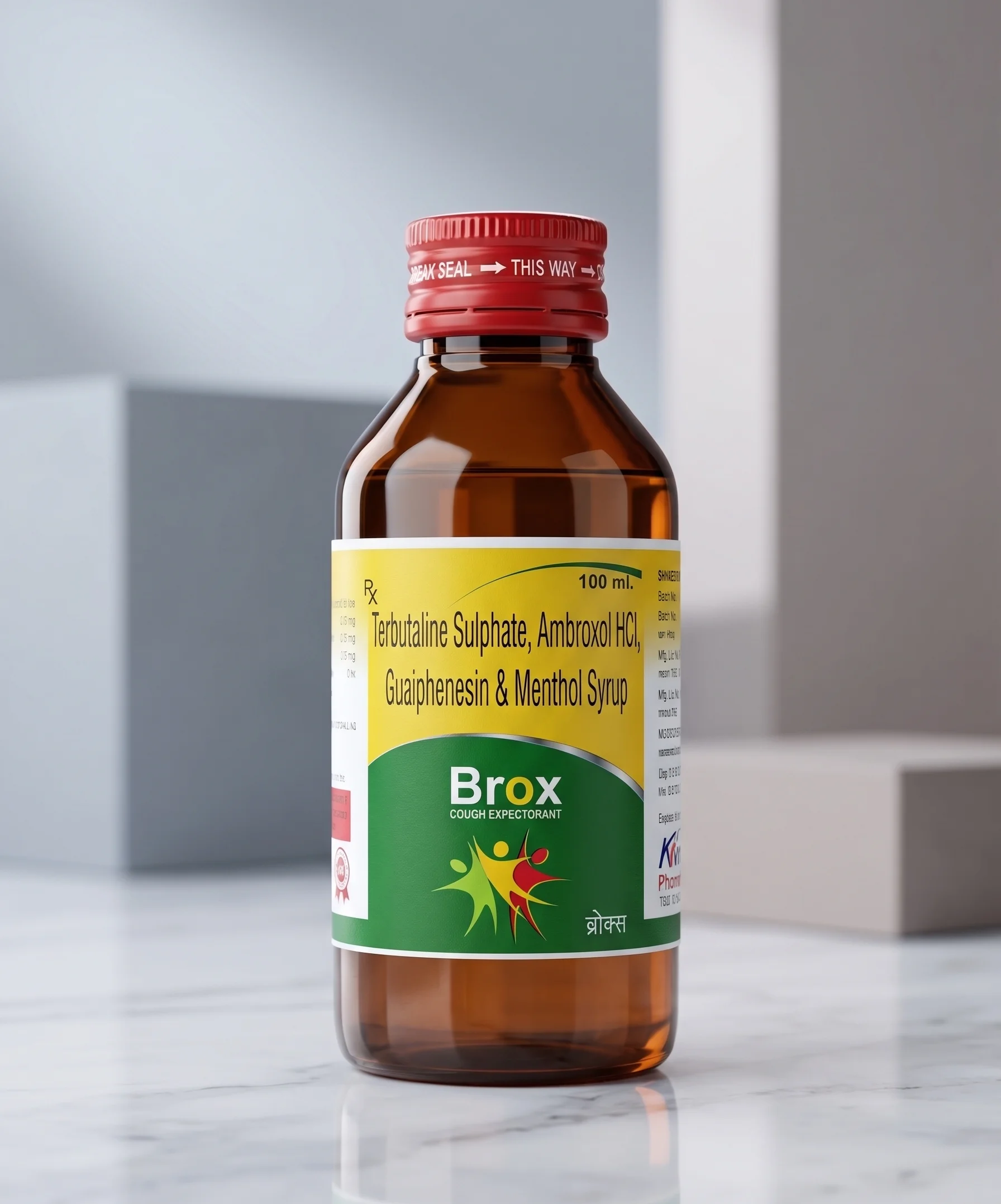 Amro Pharmaceuticals Brox Syrup - Ambroxol Hydrochloride I.P. + Terbutaline Sulphate I.P. + Guaifenesin I.P. + Menthol I.P. - ENT & Respiratory formulation